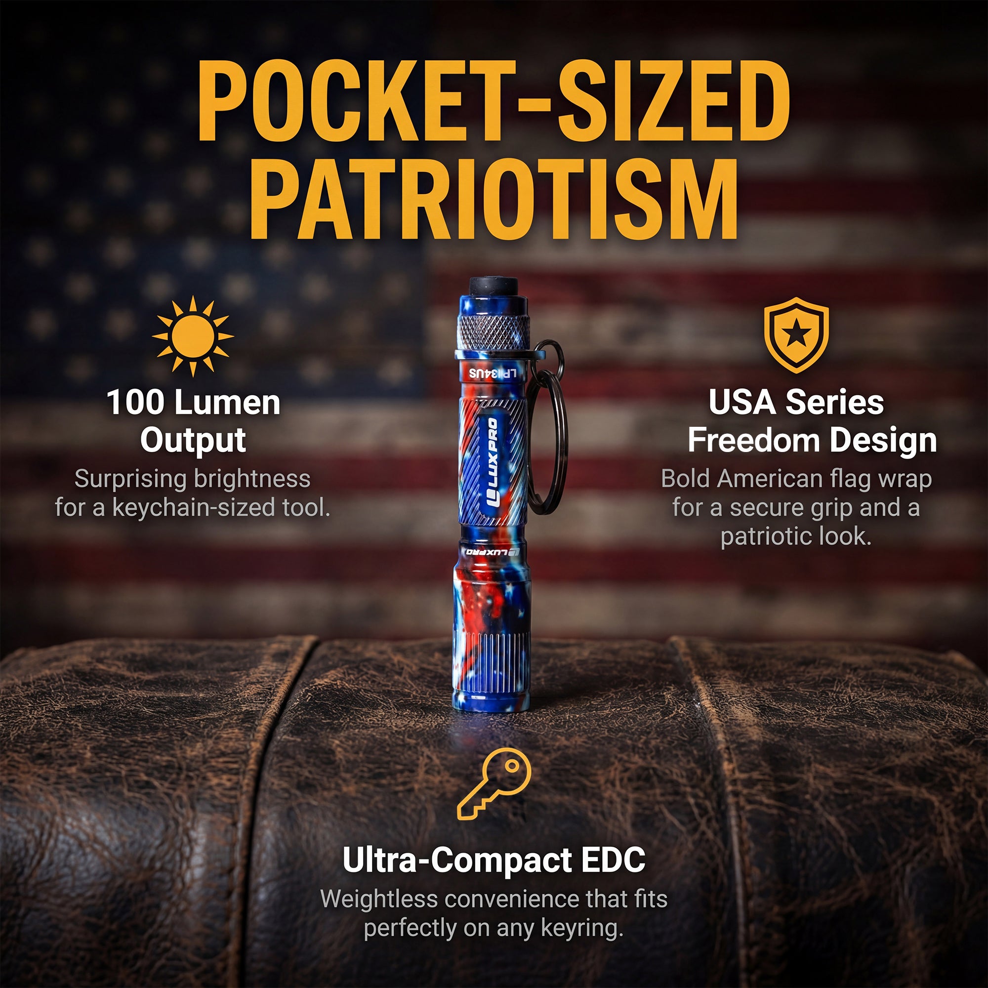 USA Series LED Keyring Flashlight - 100 Lumens | LP134US
