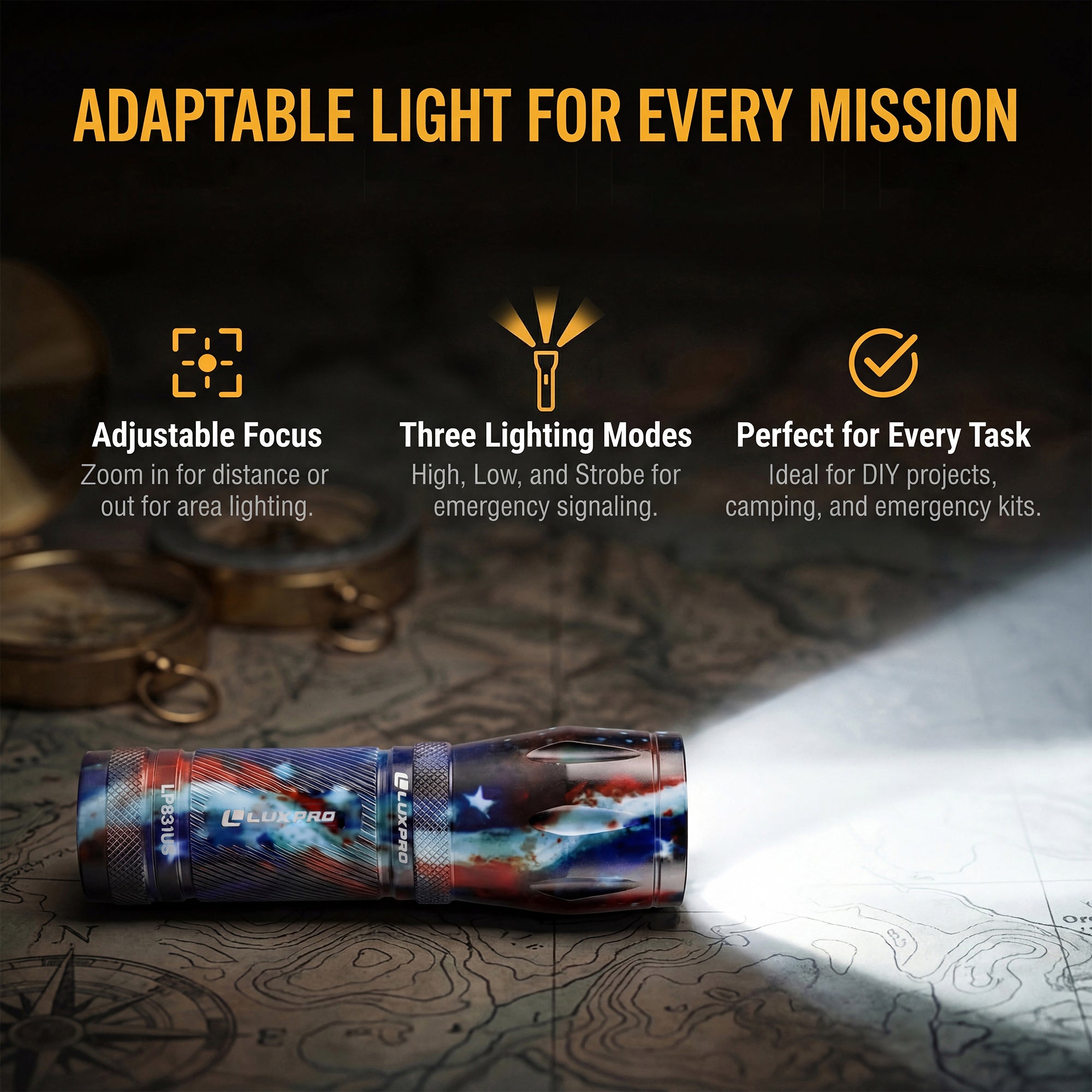 USA Series Compact Focusing LED Flashlight - 350 Lumens | LP831v2US