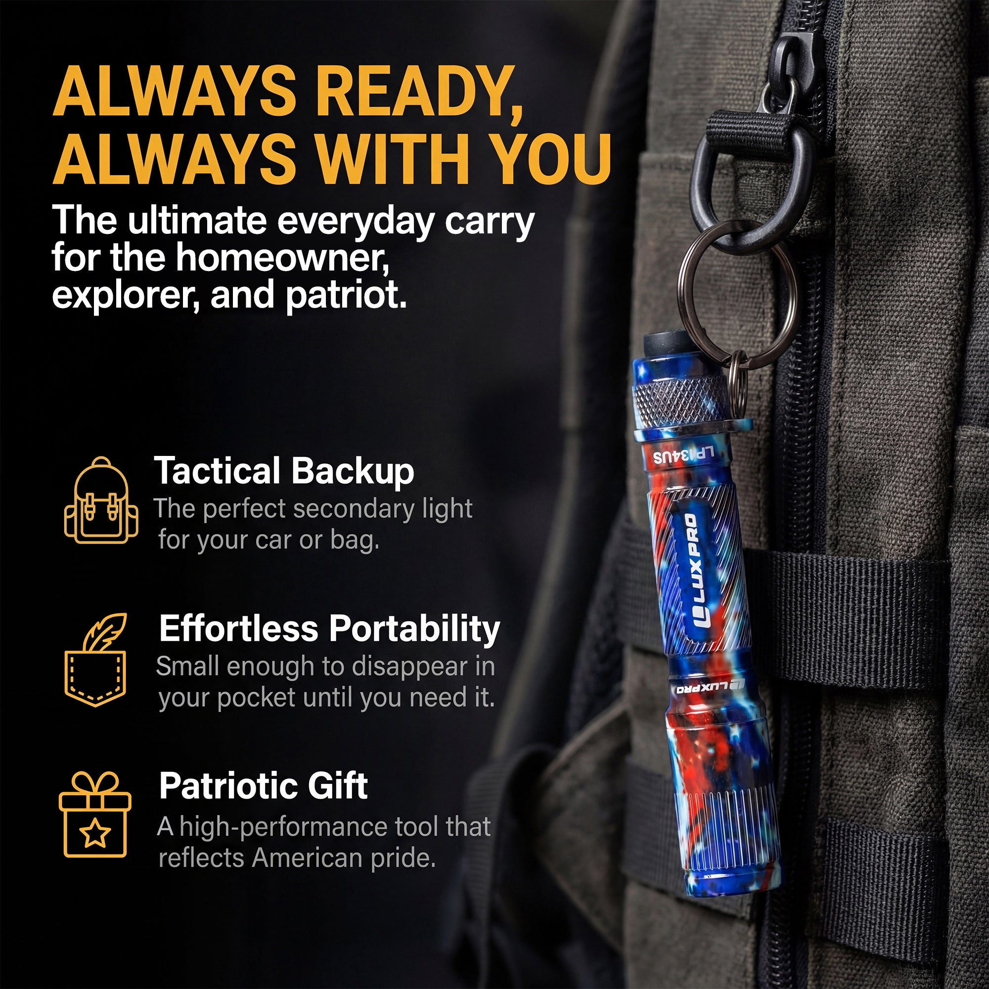 USA Series LED Keyring Flashlight - 100 Lumens | LP134US