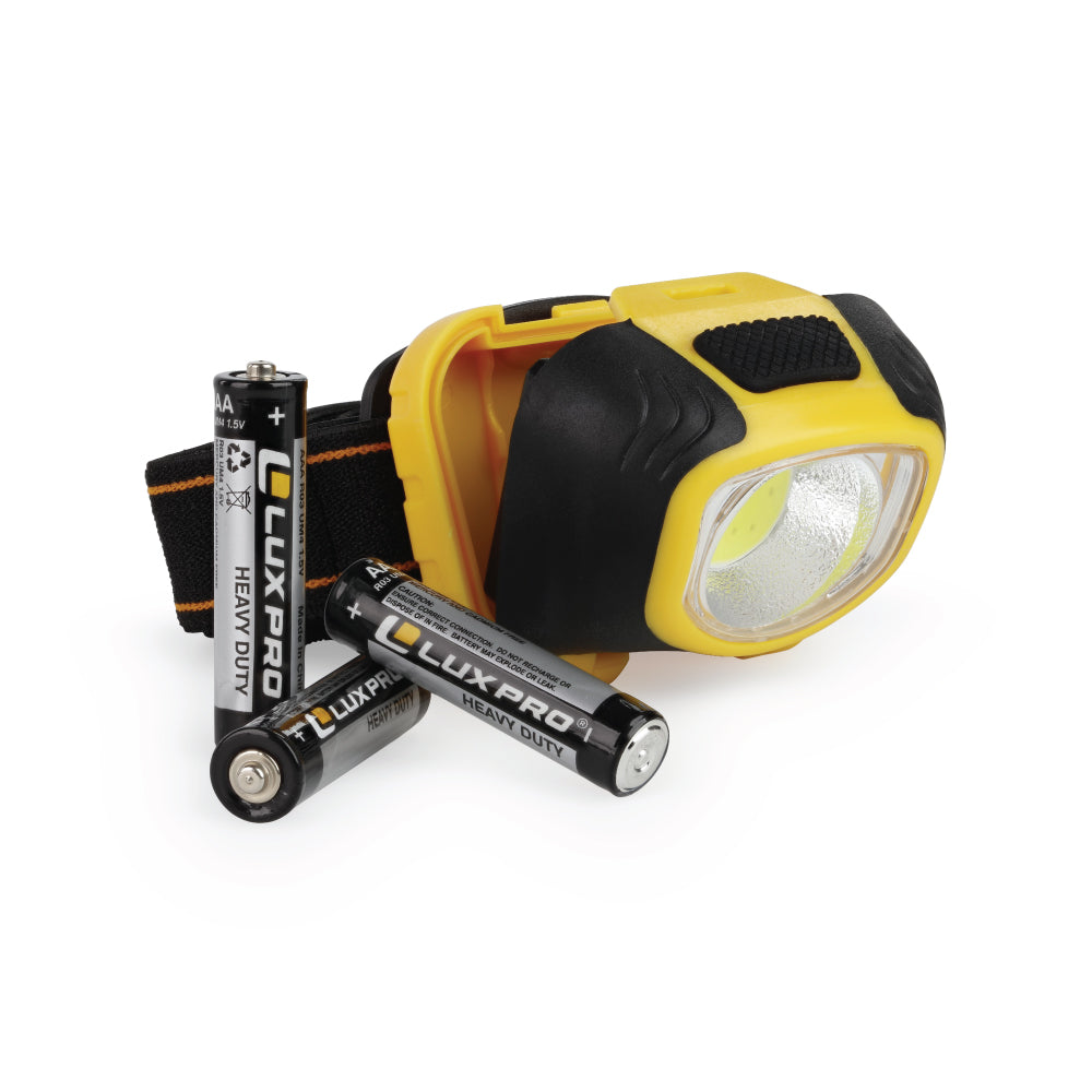LED headlamp with batteries