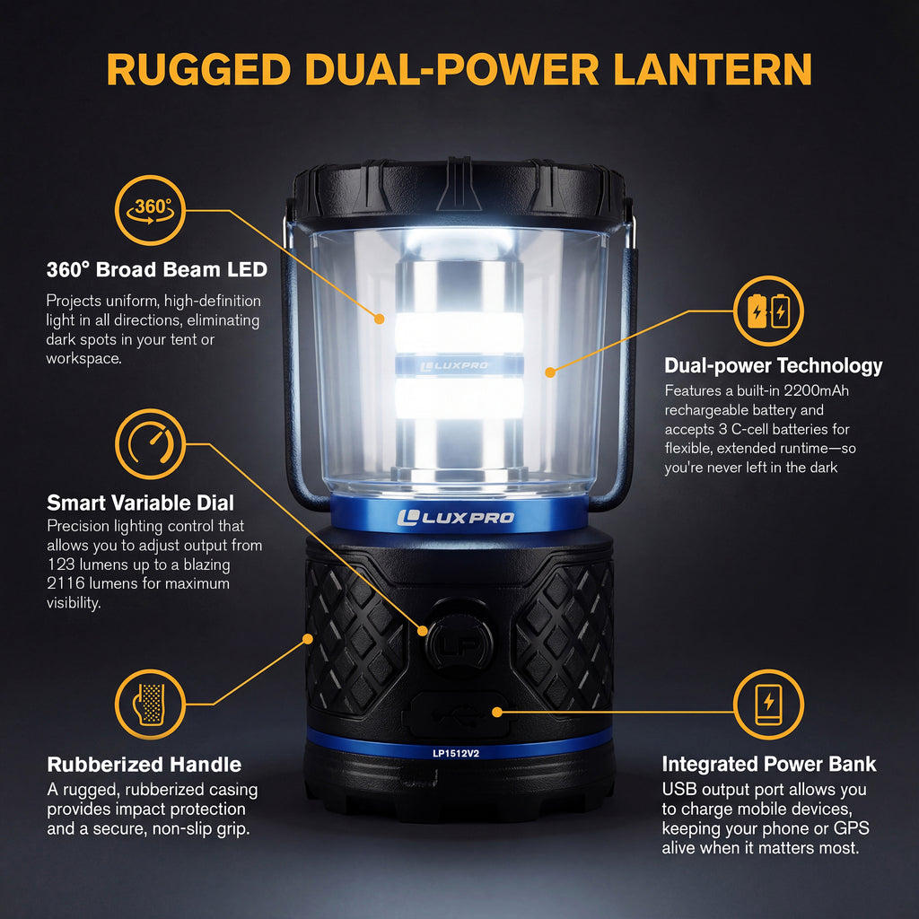 Dual Power LED Lantern - 2000 Lumens | LP1512v2