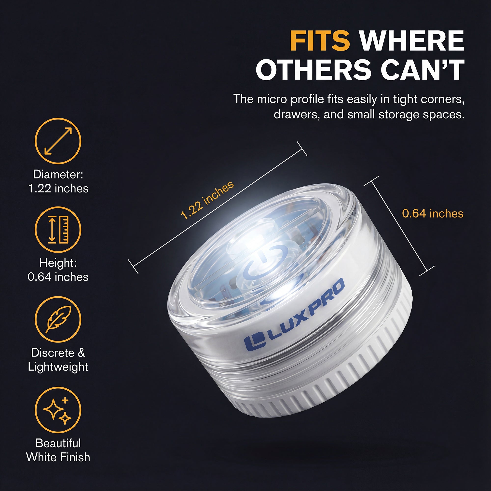 LP172 | Waterproof Micro LED Puck Lights, 5 Pack