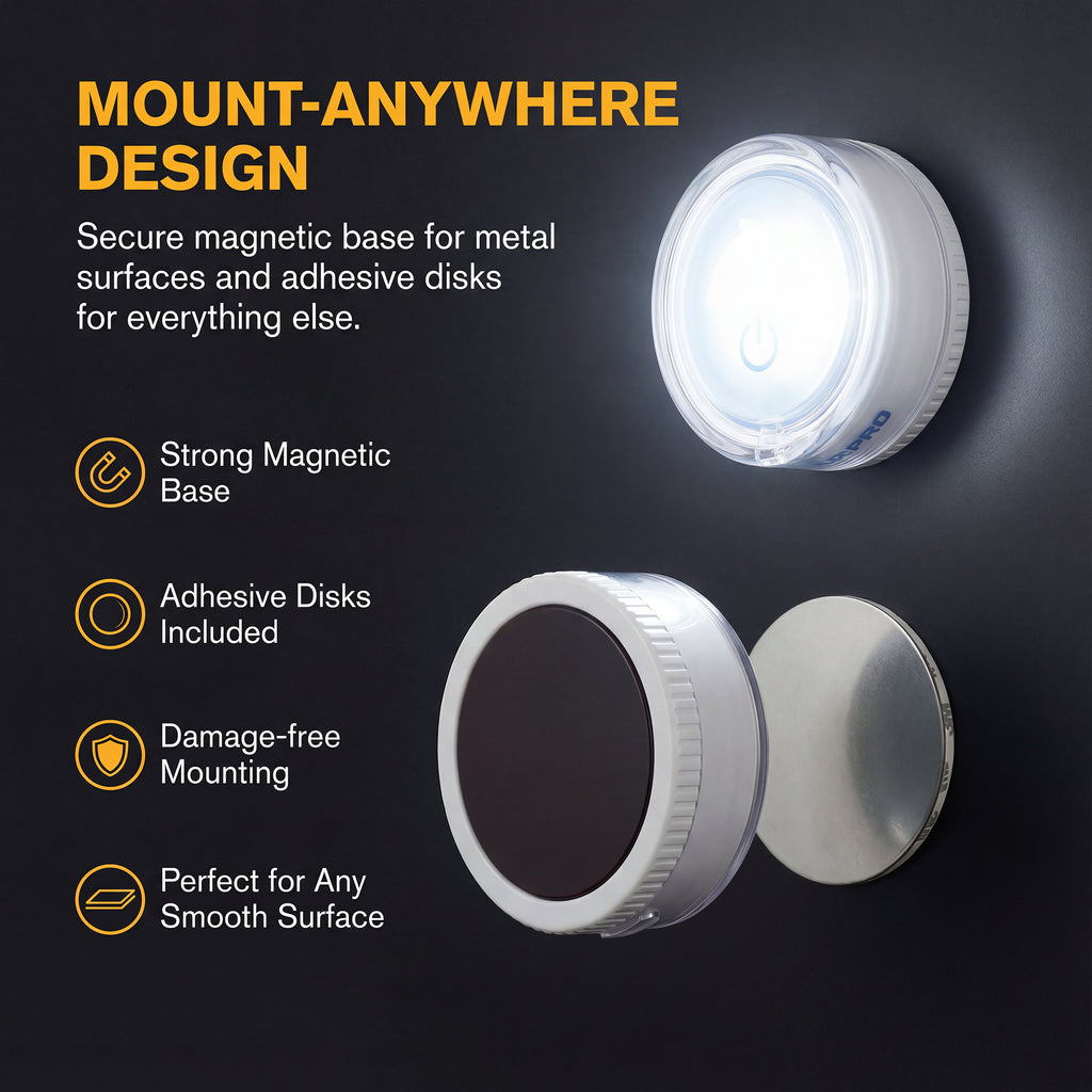 LP175 | Compact Rechargeable LED Puck Light, 2 Pack