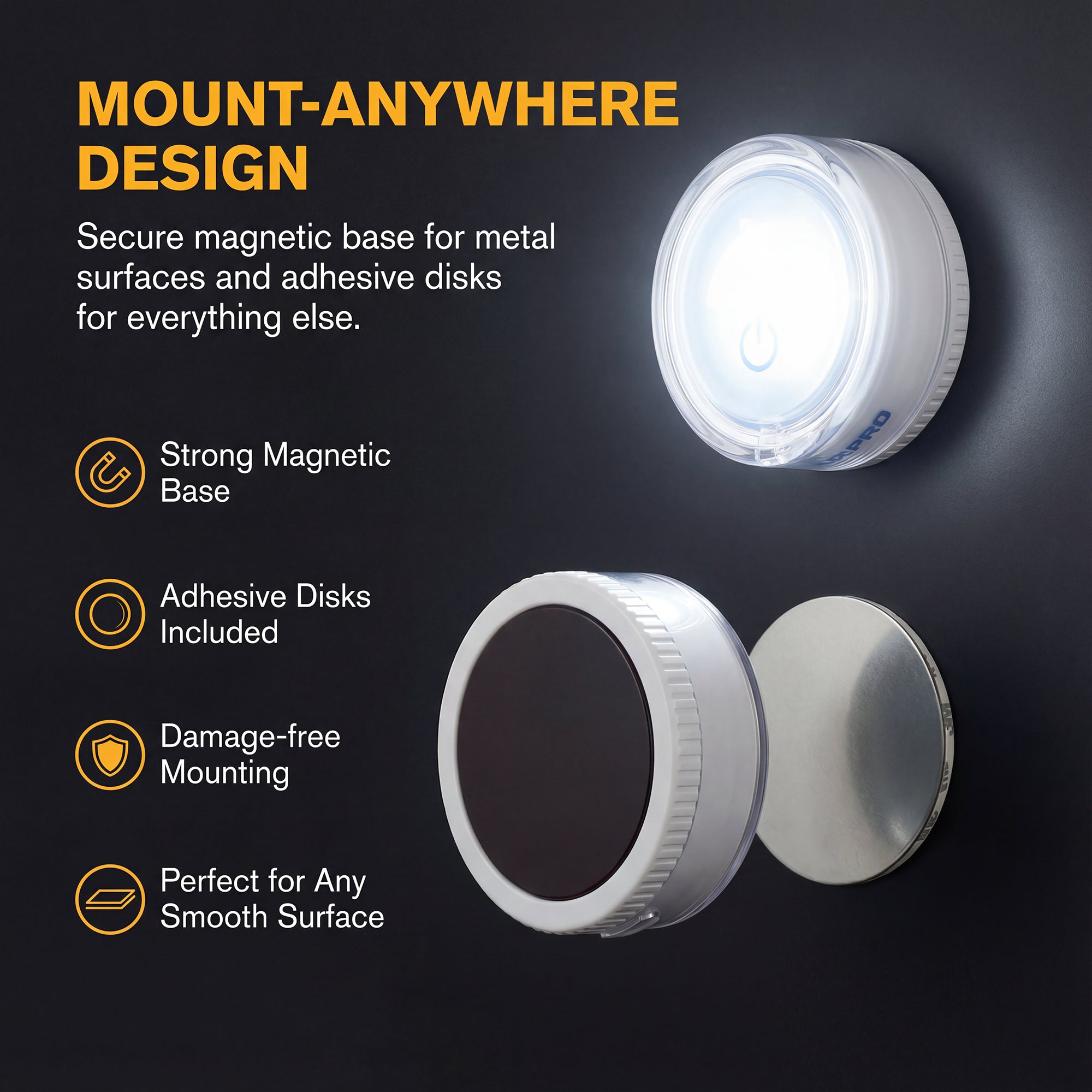 LP175 | Compact Rechargeable LED Puck Light, 2 Pack