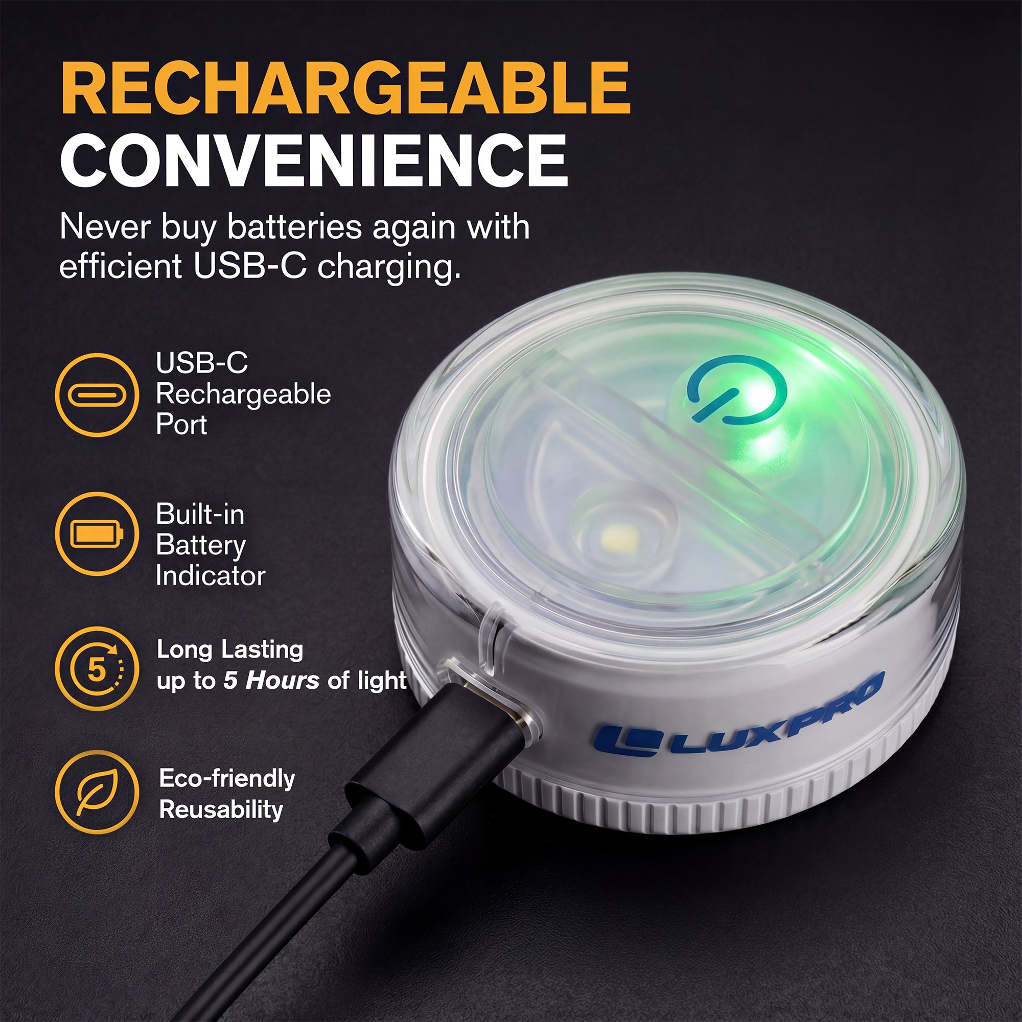 compact rechargeable led flashlight Lux Pro LP175 Compact Rechargeable 2-Pack LED Puck Light