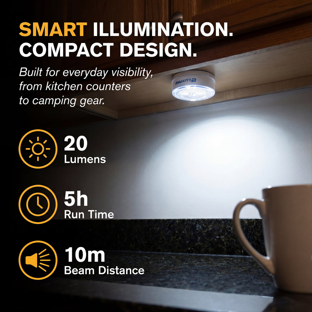LP175 | Compact Rechargeable LED Puck Light, 2 Pack