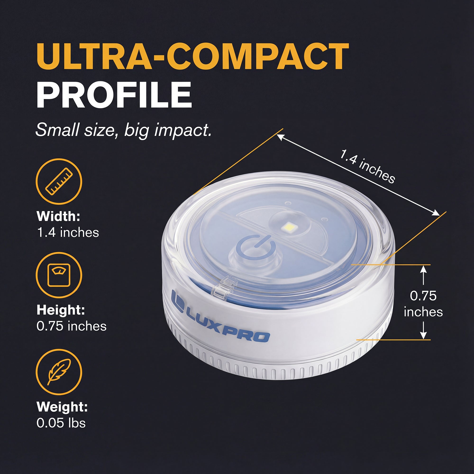 LP175 | Compact Rechargeable LED Puck Light, 2 Pack