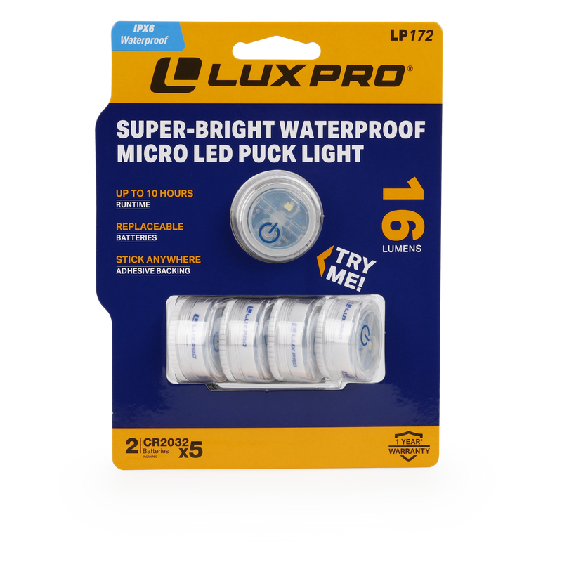 LP172 | Waterproof Micro LED Puck Lights, 5 Pack