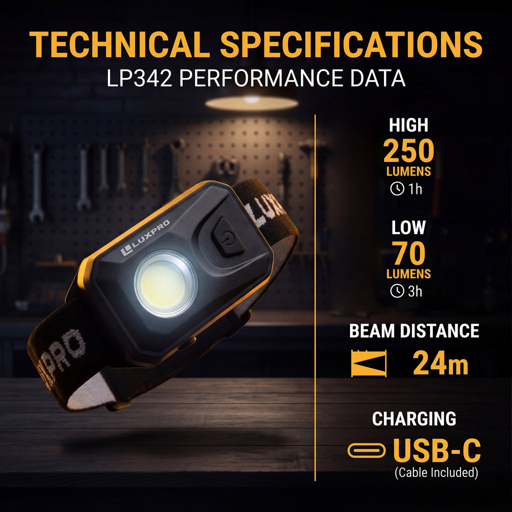 Rechargeable LED Headlamp – 250 Lumens – 1 or 2 Pack | LP342 & LP342-2PK