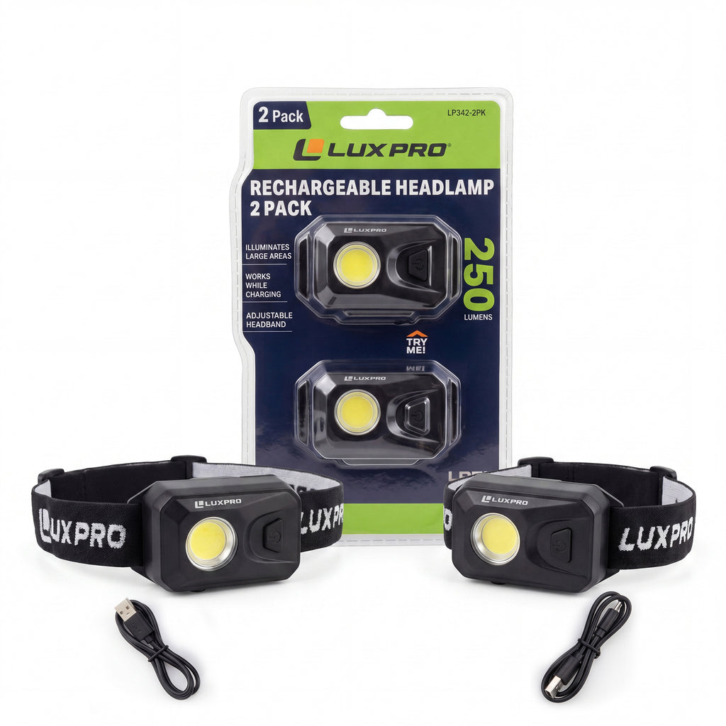 Rechargeable LED Headlamp – 250 Lumens – 1 or 2 Pack | LP342 & LP342-2PK