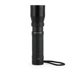Adjustable focus flashlight in vertical position