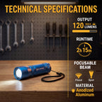 Focusing LED Flashlight 2-Pack - 120 Lumen | LP833-2PK