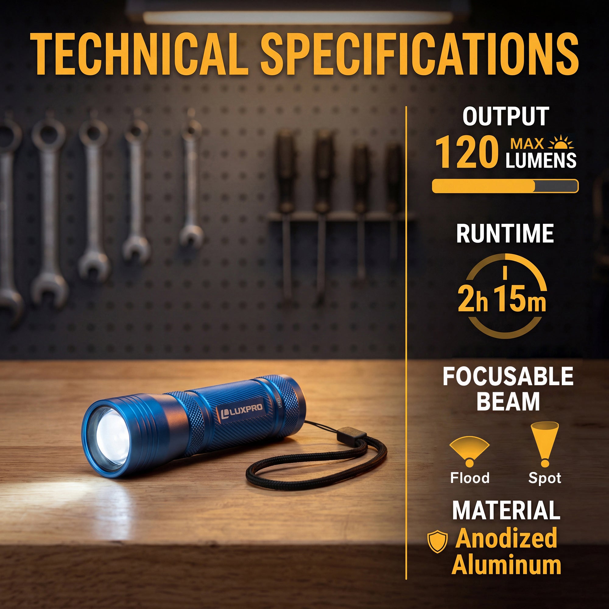 Focusing LED Flashlight 2-Pack - 120 Lumen | LP833-2PK