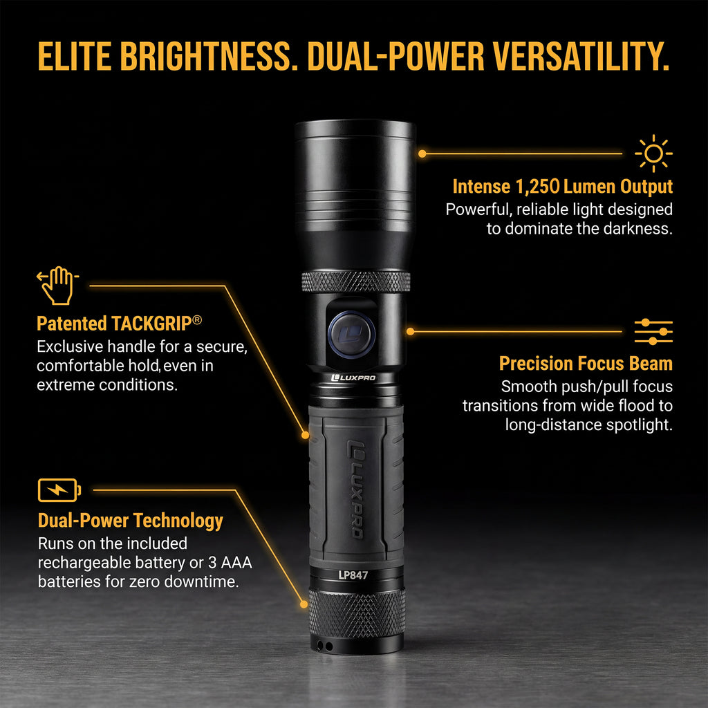 Dual-Power Focusing LED Flashlight - 1250 Lumens | LP847