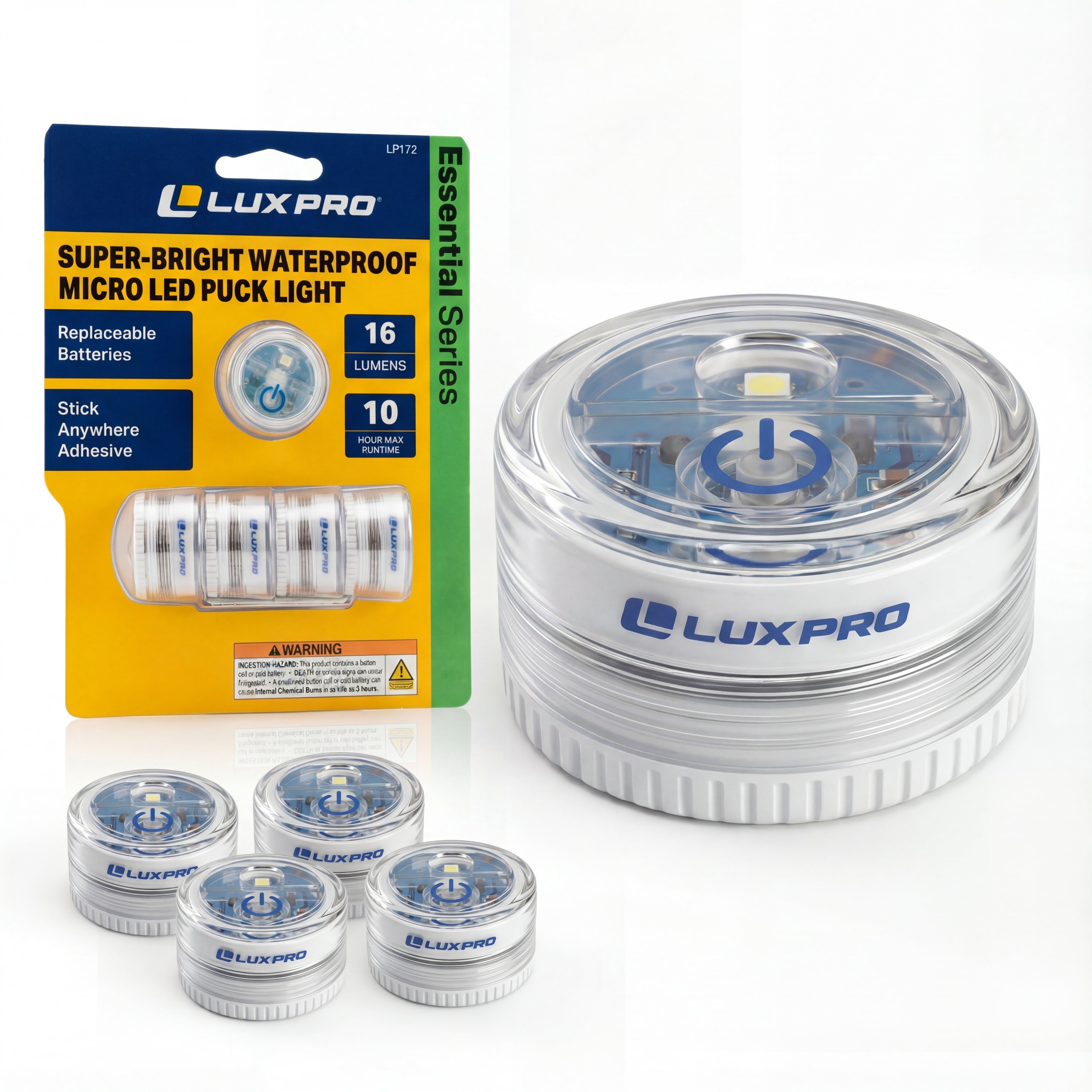 LP172 | Waterproof Micro LED Puck Lights, 5 Pack