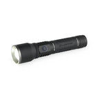 Black flashlight with LUXPRO brand logo on a white background