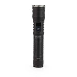 Black flashlight with 'LUXPRO' branding on a white background