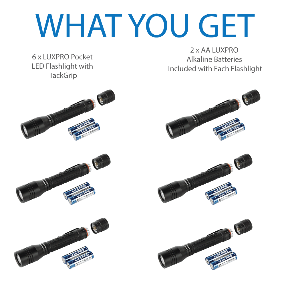 6 LED Flashlights with 12 AA Alkaline Batteries