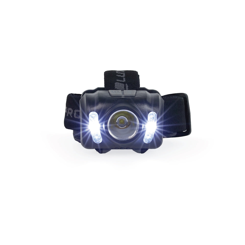 Headlamp turned on in flood mode in white LED color