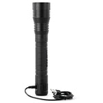 Rechargeable LED Flashlight with cable plugged in. 