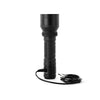 Image of LED rechargeable flashlight plugged in with charging cord