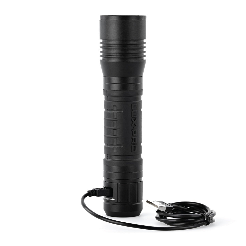 Vertical image of LED Flashlight Plugged in 